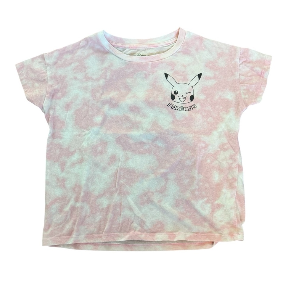 Pikachu Pink Tie-Dye Kids Crop T-Shirt (Pokémon)